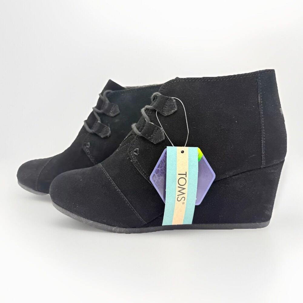 New Tom's Kala Boots Booties in Black Suede Ortholite Women's Size 10 #100129550